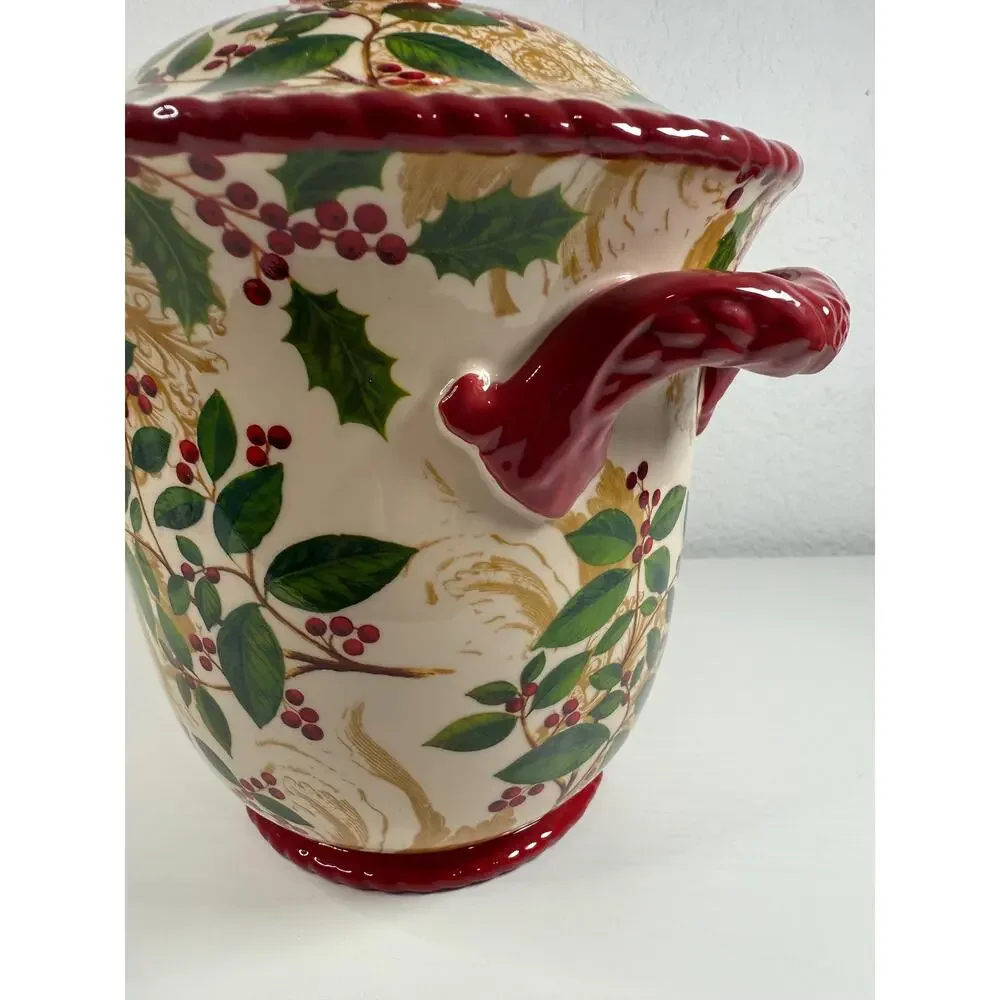 NWT Hobby Lobby Sleigh Bell Bistro Christmas Ceramic Lidded Jar, Cardinal Bird